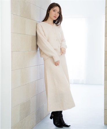 ロゴ刺繍シャギーニットセットアップ(01オフホワイト-Ｍ)