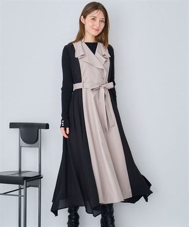 シフォン切り替えジャンスカ(82ベージュ-Ｓ)