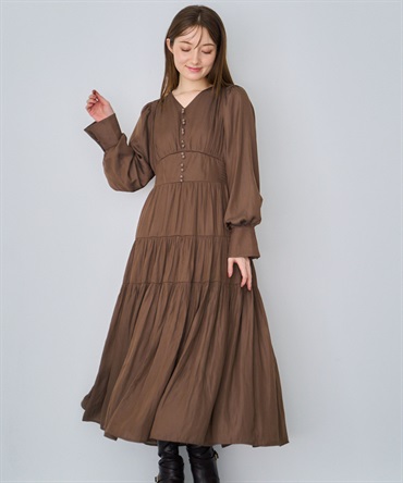 ティアードサテンワンピース(81チャ-Ｓ)