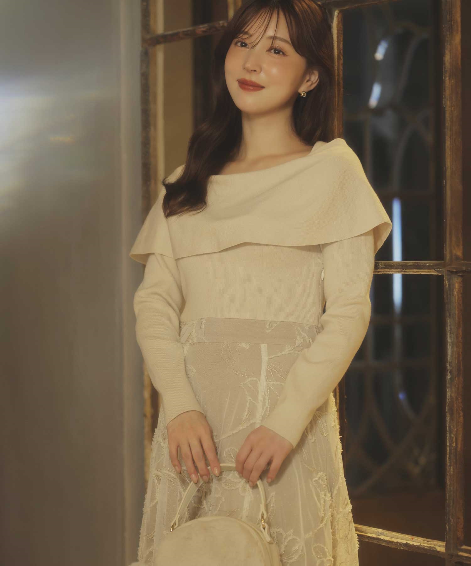 【15周年】モール刺繍ドッキングワンピース(82ベージュ-フリー)