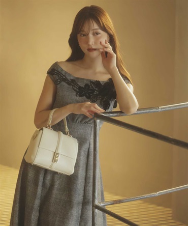 ベロアレースチェックワンピース(94ミックス１-Ｍ)