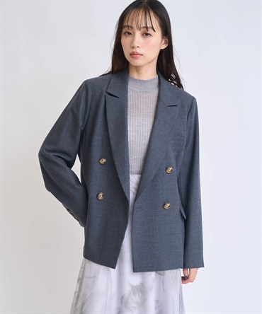 ウールダブルブレストジャケット(10チャコールグレー-Ｍ)