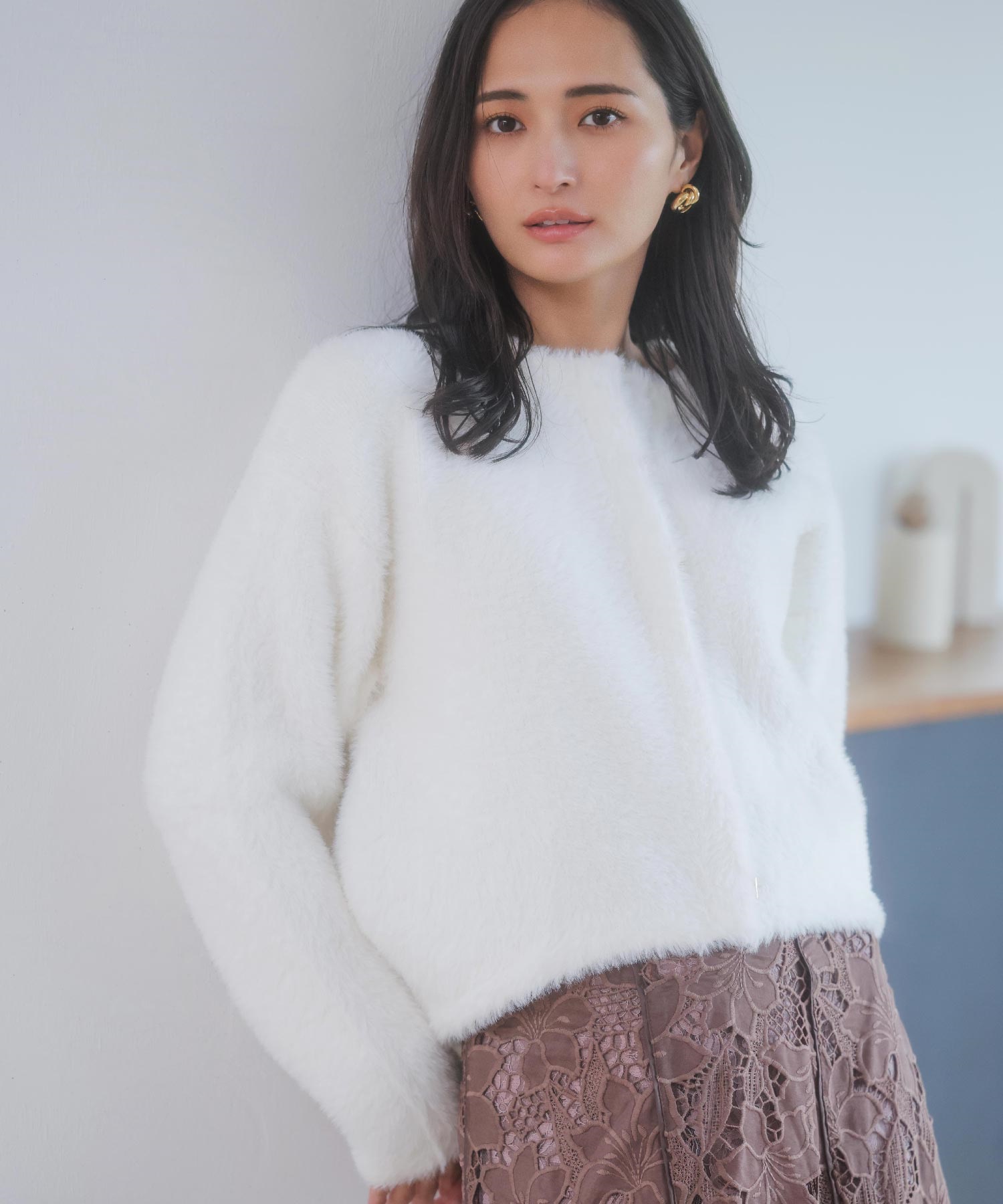 シャギーニットジャケット(01オフホワイト-フリー)