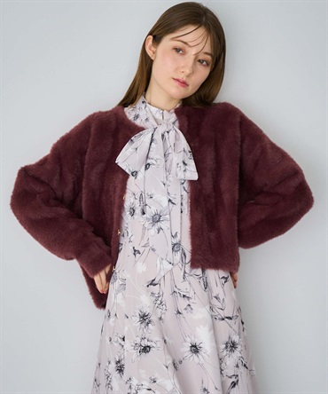 シャギーニットジャケット(32ピンク-フリー)