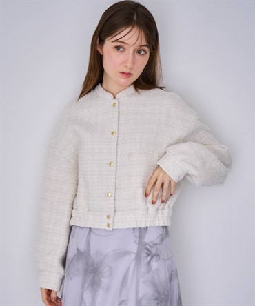ツイードショートブルゾン(01オフホワイト-Ｍ)