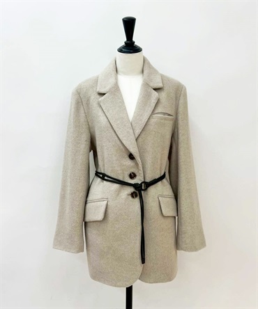 ベルトセットウール混ジャコット(82ベージュ-Ｍ)