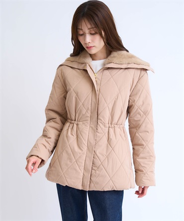 ファー襟付き中綿コート(83キャメル-Ｓ)