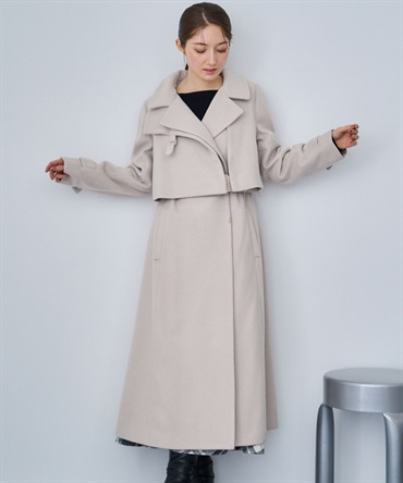 【SSサイズあり】２ＷＡＹスタンドカラーウールコート(01オフホワイト-Ｓ)