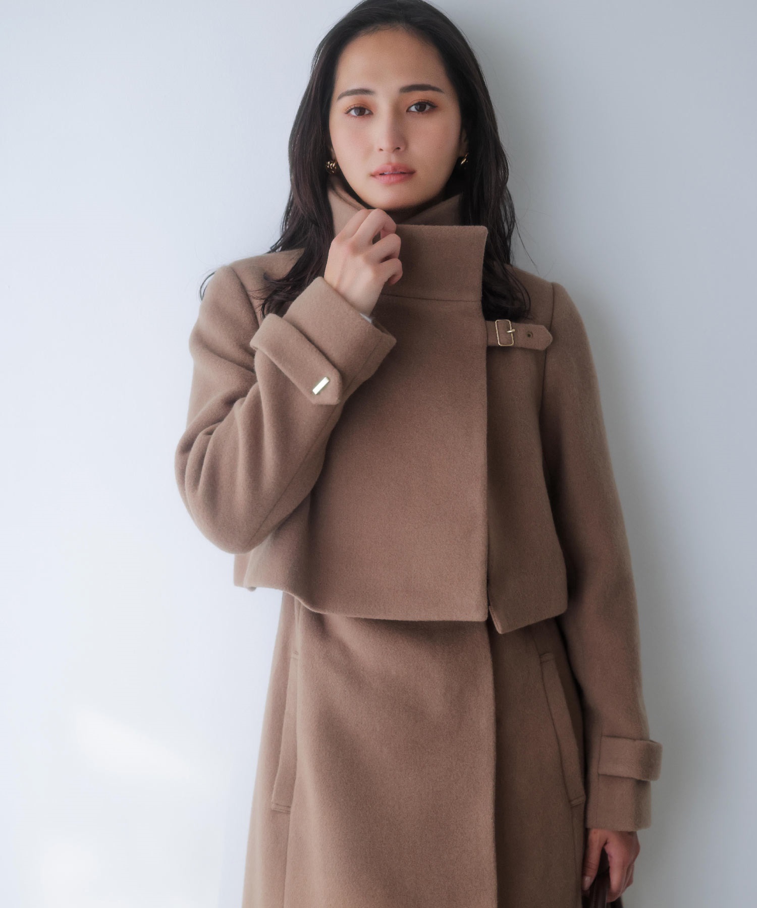 【SSサイズあり】２ＷＡＹスタンドカラーウールコート(83キャメル-ＳＳ-【販路限定サイズ】)