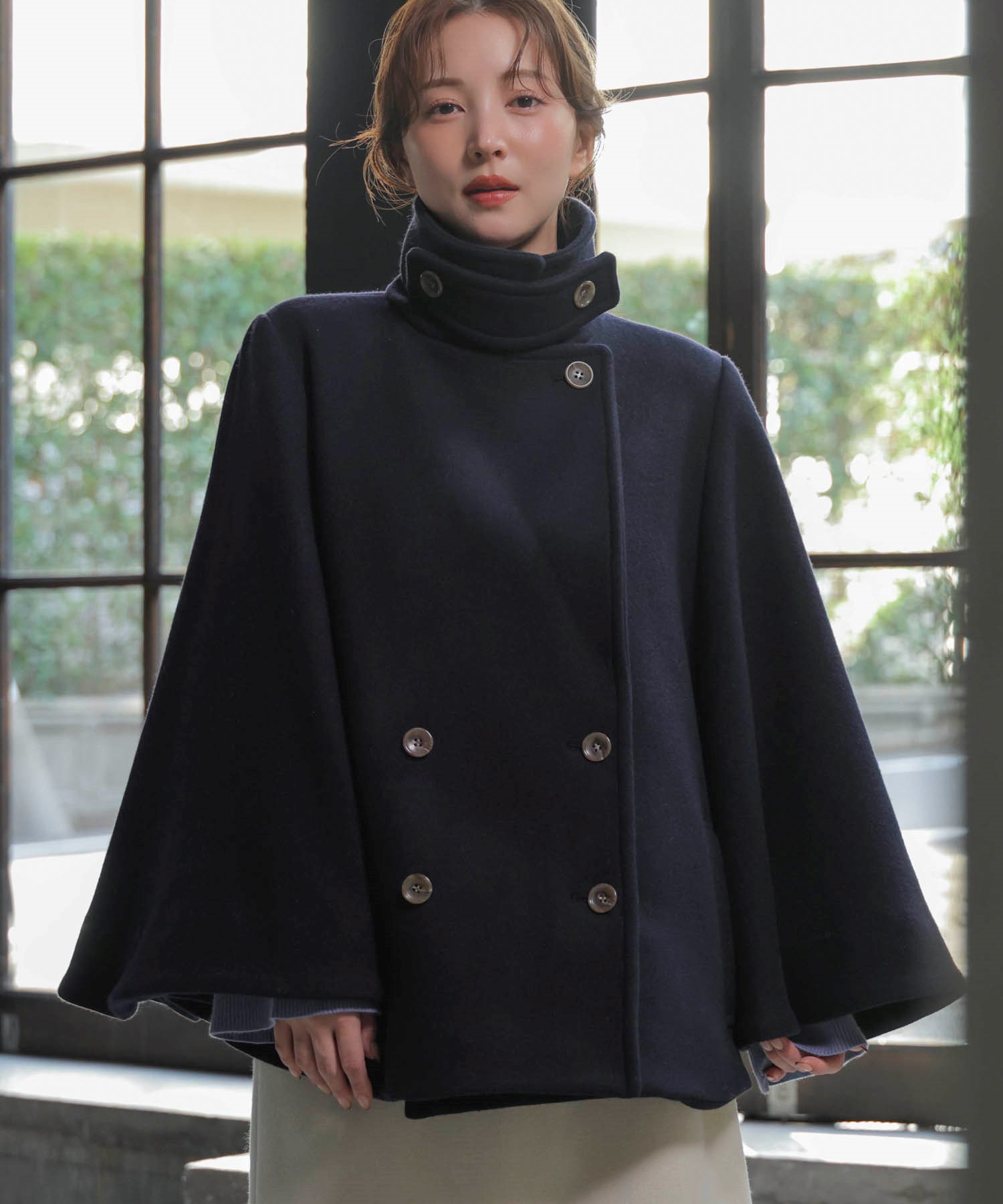 ケープミドルウールコート