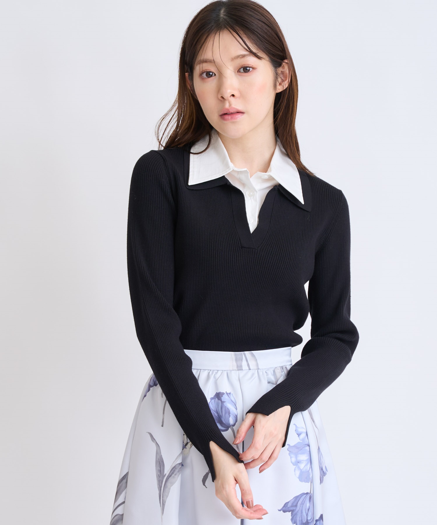 ダブルカラードッキングニット(00ブラック-フリー)