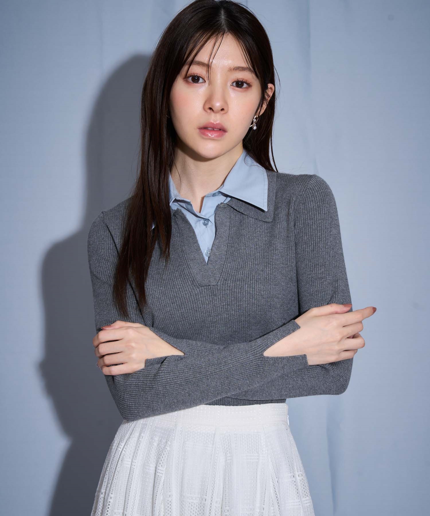 ダブルカラードッキングニット