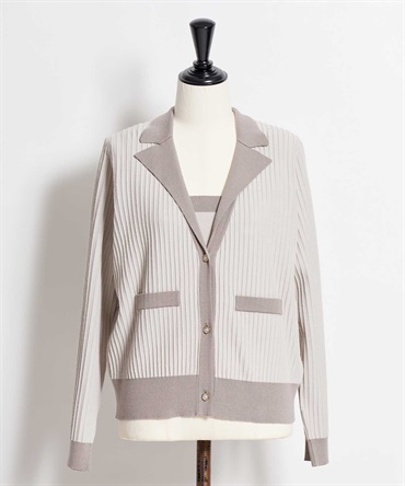 ニットジャケットアンサンブル(82ベージュ-フリー)