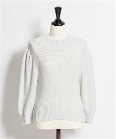 パフスリーブラメニット(01オフホワイト-フリー)