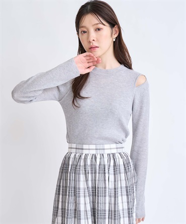 ショルダーカットニット(11グレー-フリー)