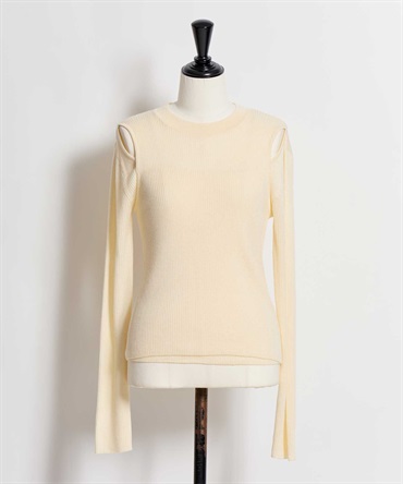 ショルダーカットニット(51イエロー-フリー)