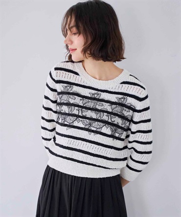 レース透かし編みニット(94ミックス１-フリー)