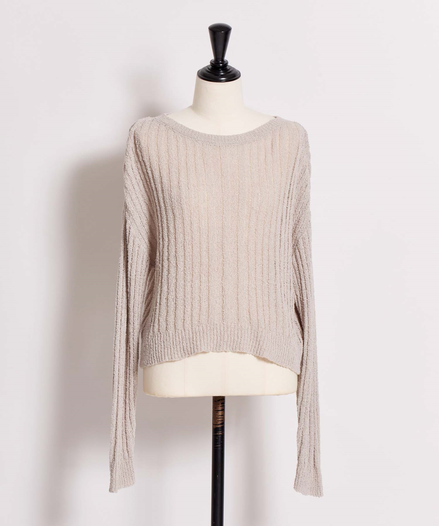 シアーリブ編みニット(11グレー-フリー)