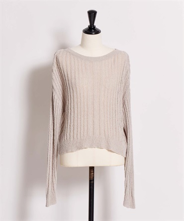 シアーリブ編みニット(11グレー-フリー)