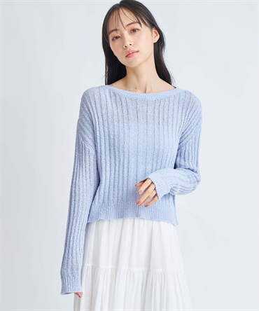 シアーリブ編みニット(72サックス-フリー)