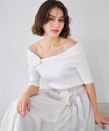 オフショルパーツデザインニット(01オフホワイト-フリー)