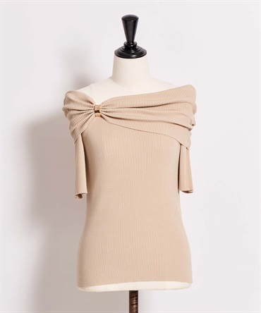 オフショルパーツデザインニット(82ベージュ-フリー)