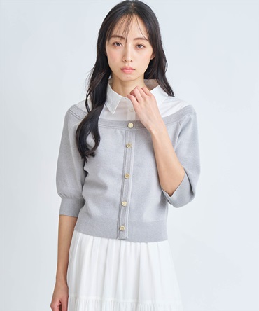 シャツレイヤードライクニット(11グレー-フリー)