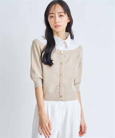 シャツレイヤードライクニット(82ベージュ-フリー)