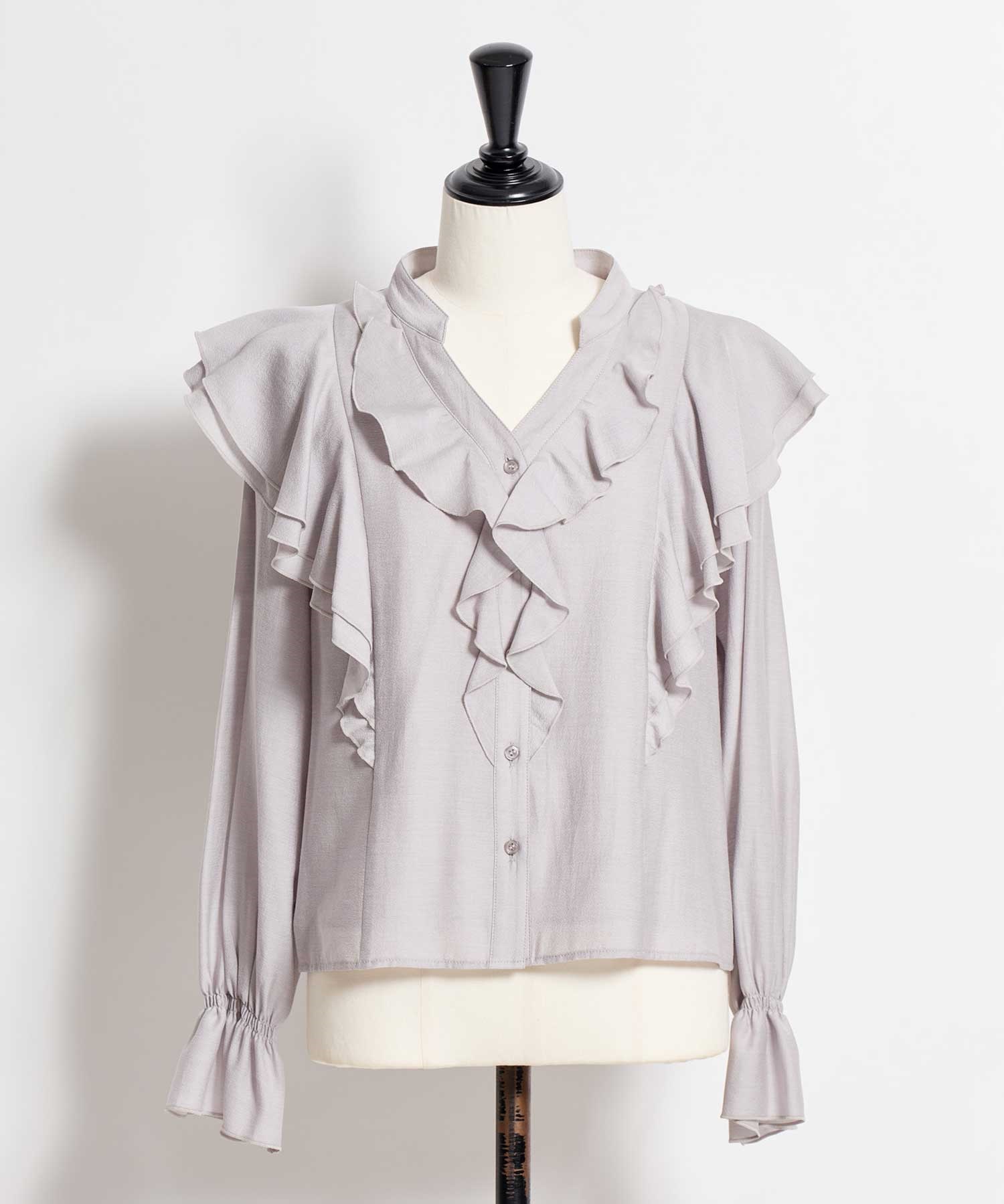 フリルスキッパーブラウス(82ベージュ-フリー)