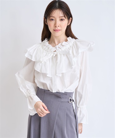 フレアカラータイブラウス(01オフホワイト-フリー)