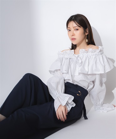 フレアカラータイブラウス(94ミックス１-フリー)