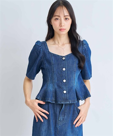 デニムフォルムトップス(73インディゴ-フリー)