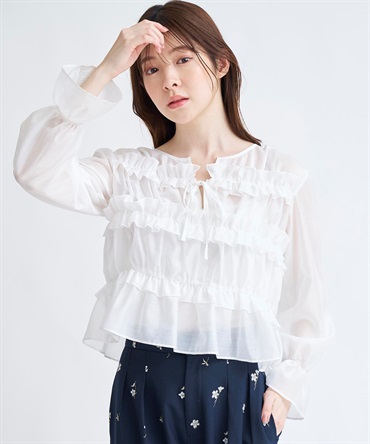 シアーシャーリングブラウス(01オフホワイト-フリー)