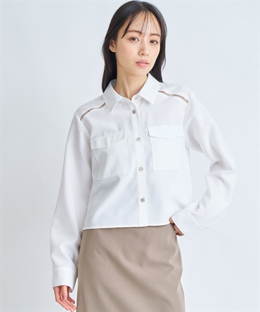 ビッグポケットクロップドシャツ(01オフホワイト-フリー)