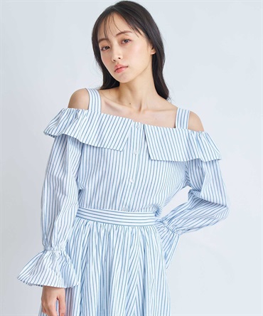ストライプブラウス(01オフホワイト-フリー)