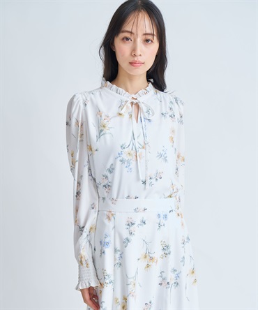 花柄シアーブラウス(01オフホワイト-フリー)