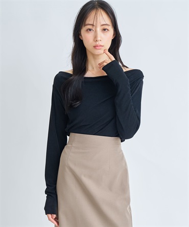 シアードレープカットソー(00ブラック-フリー)