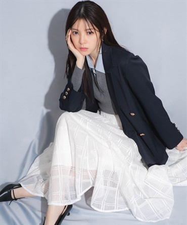 【予約】チェックレースイレヘムスカート(01オフホワイト-Ｓ-1月中旬ごろのお届け)