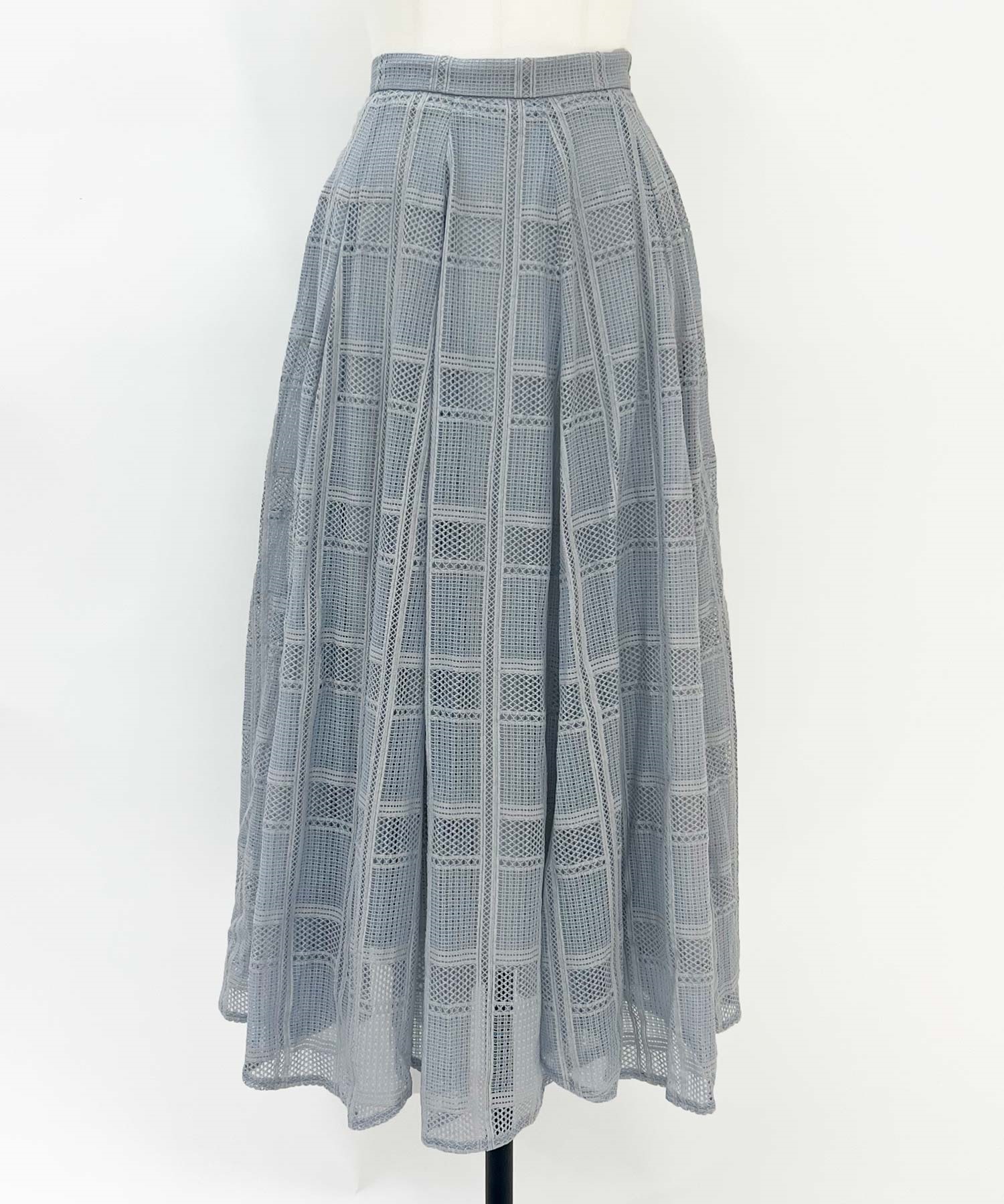 【予約】チェックレースイレヘムスカート(71ブルー-Ｓ-1月中旬ごろのお届け)