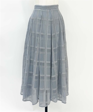 【予約】チェックレースイレヘムスカート(71ブルー-Ｓ-1月中旬ごろのお届け)