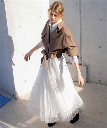 プリーツチュールスカート(01オフホワイト-Ｓ)