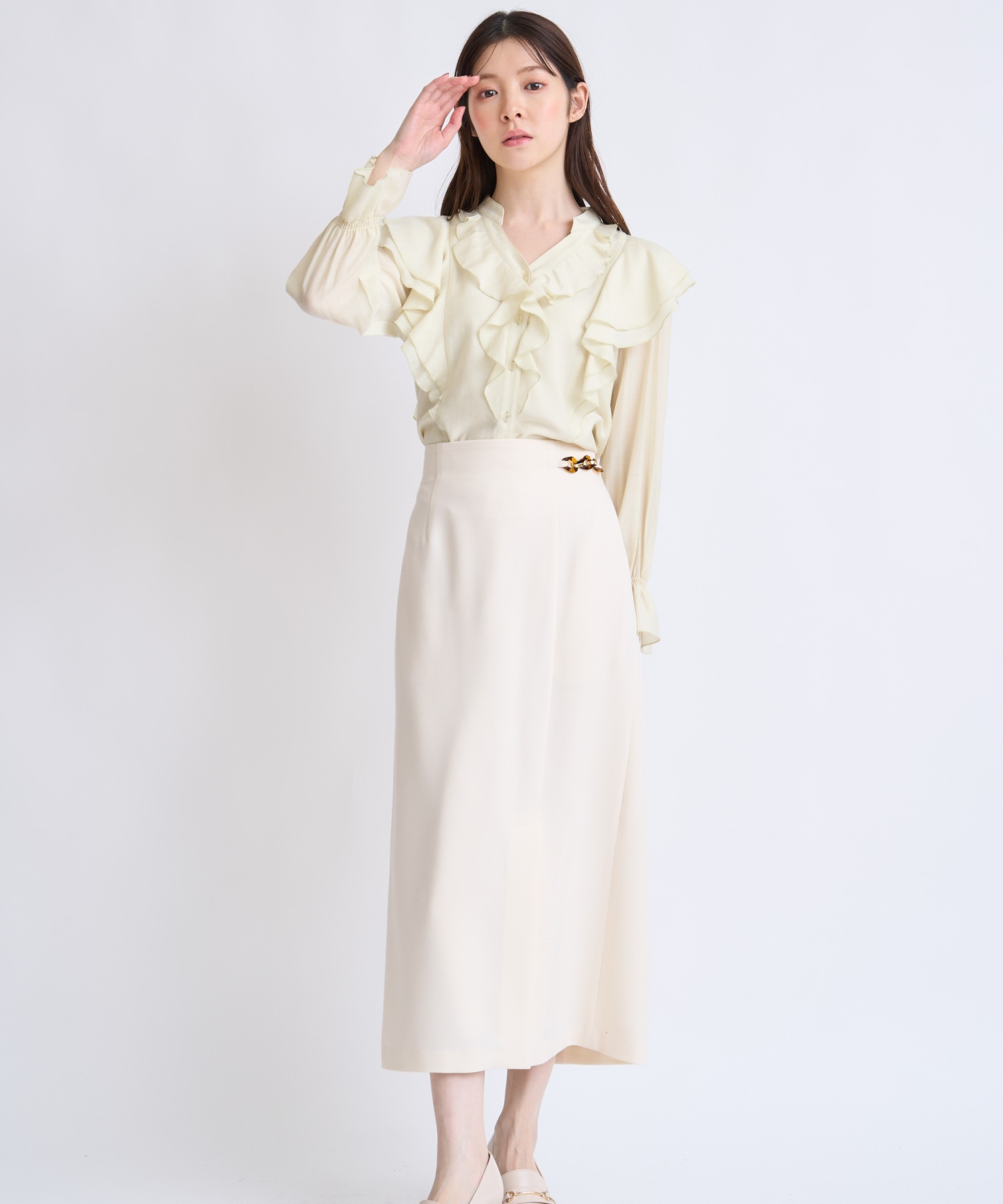 パーツデザインペンシルスカート(01オフホワイト-Ｓ)