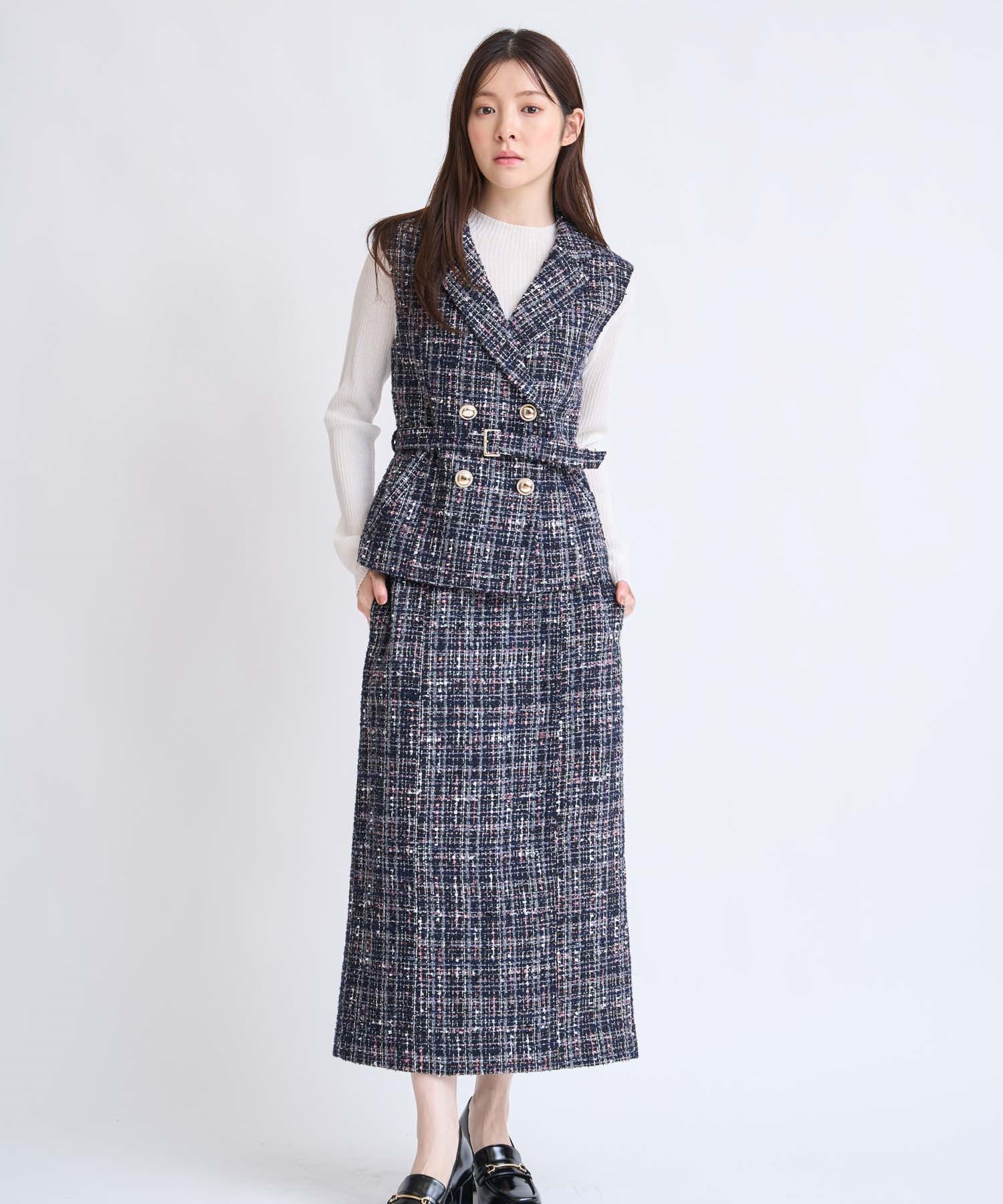 ツイードナロースカート