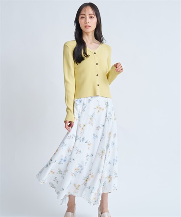 花柄イレヘムフレアスカート(01オフホワイト-Ｓ)