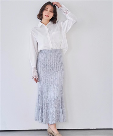 カットレースナロースカート(72サックス-フリー)