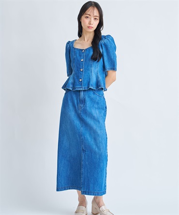 デニムペンシルスカート(74インディゴブルー-Ｓ)