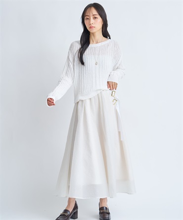 シアーエンボスフレアスカート(01オフホワイト-Ｍ)