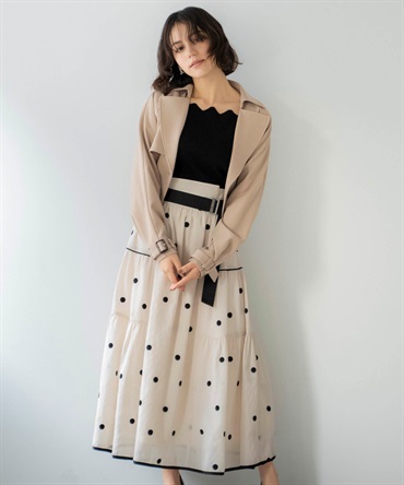 【予約】【新色/追加生産】ドット刺繍ティアードスカート(82ベージュ-Ｍ-【予約】4月下旬ごろのお届け)