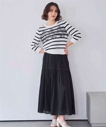 ボリュームシアーフレアスカート(00ブラック-Ｍ)