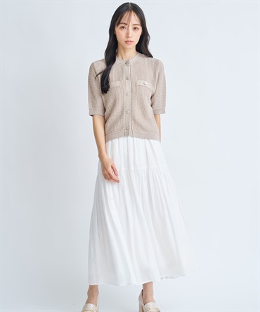 ボリュームシアーフレアスカート(01オフホワイト-Ｍ)